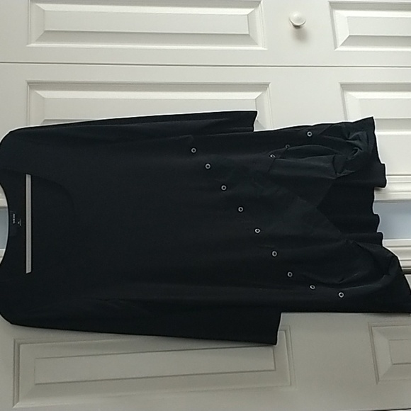 Sun Kim Lagenlook art-to-wear Black Ruffle Rival Hem Tunic Top/Dress L - Picture 2 of 13